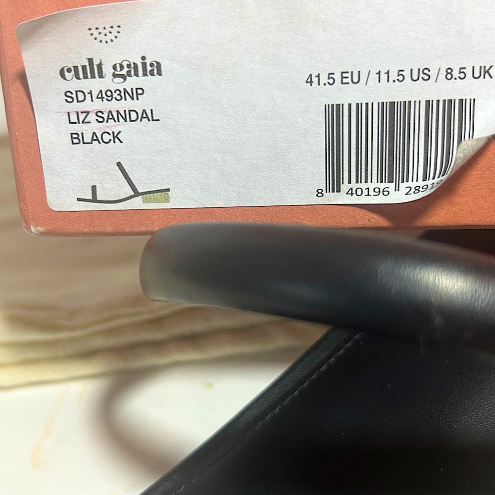 New Cult Gaia Women's Liz Leather Bamboo Heel Sandals  Black Size 41.5 - Picture 9 of 15